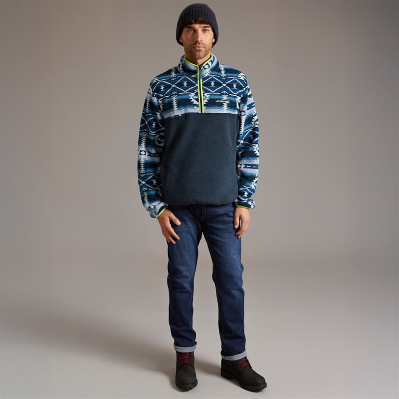 Lagooners Mens Baker Aztec Fleece Dark Navy/Lime