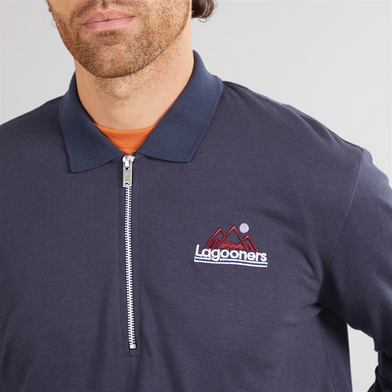 Lagooners Mens Ridge Polo Shirt Top Dark Navy