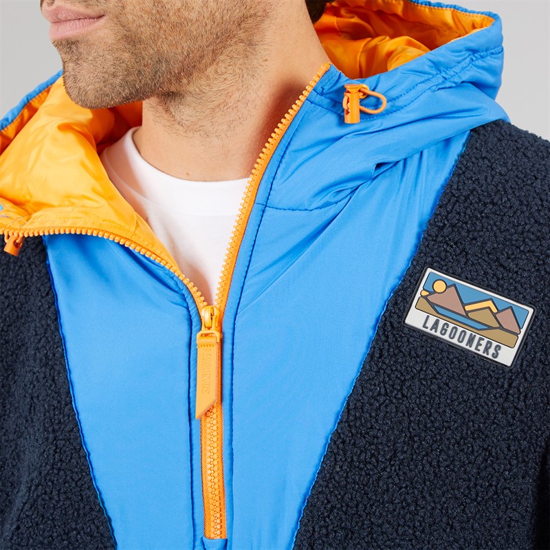Lagooners Mens Hugo Borg 1/4 Zip Hooded Fleece Blue / Navy / Orange