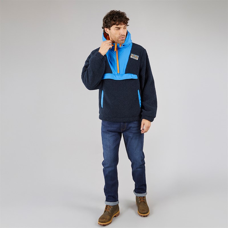 Lagooners Mens Hugo Borg 1/4 Zip Hooded Fleece Blue / Navy / Orange