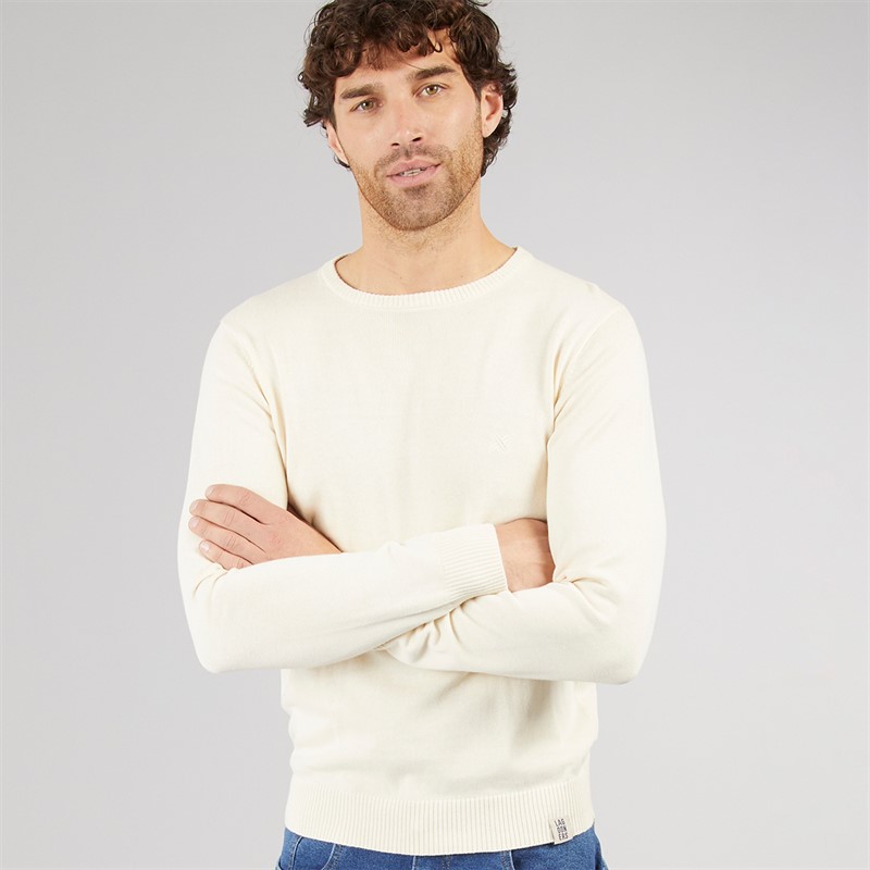 Lagooners Mens Holland Knitted Crew Sweat Ecru