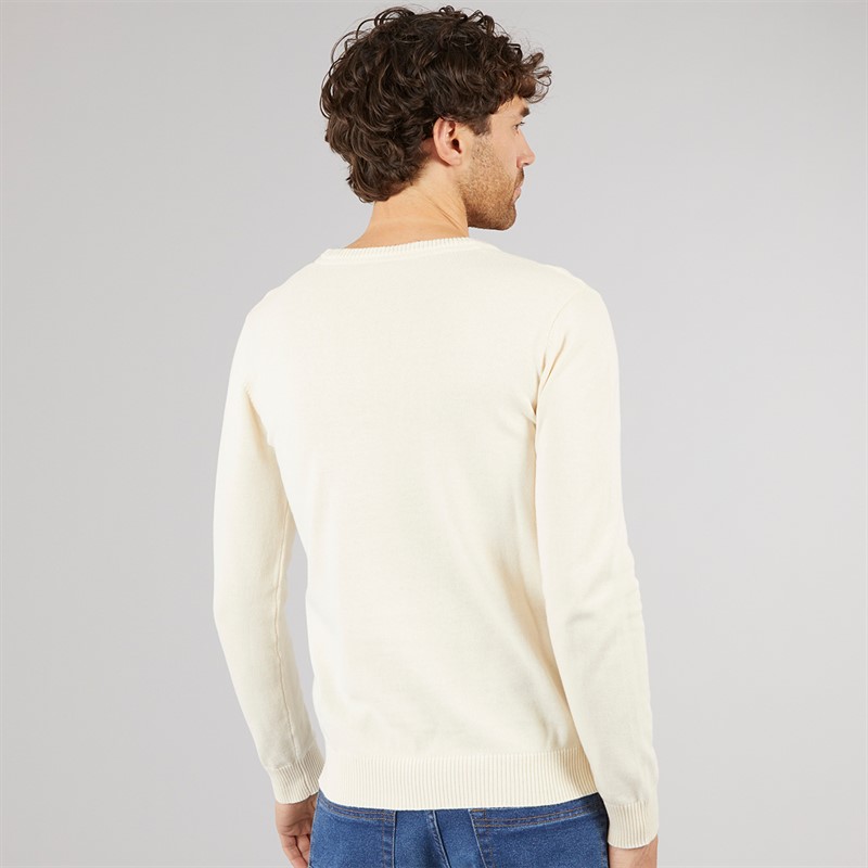 Lagooners Mens Holland Knitted Crew Sweat Ecru