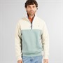 Lagooners Mens Sargi Colour Block Funnel Neck Sweatshirt Ecru/Sage