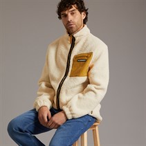 Lagooners Mens Rafferty Borg Zip Through Ecru / Tan