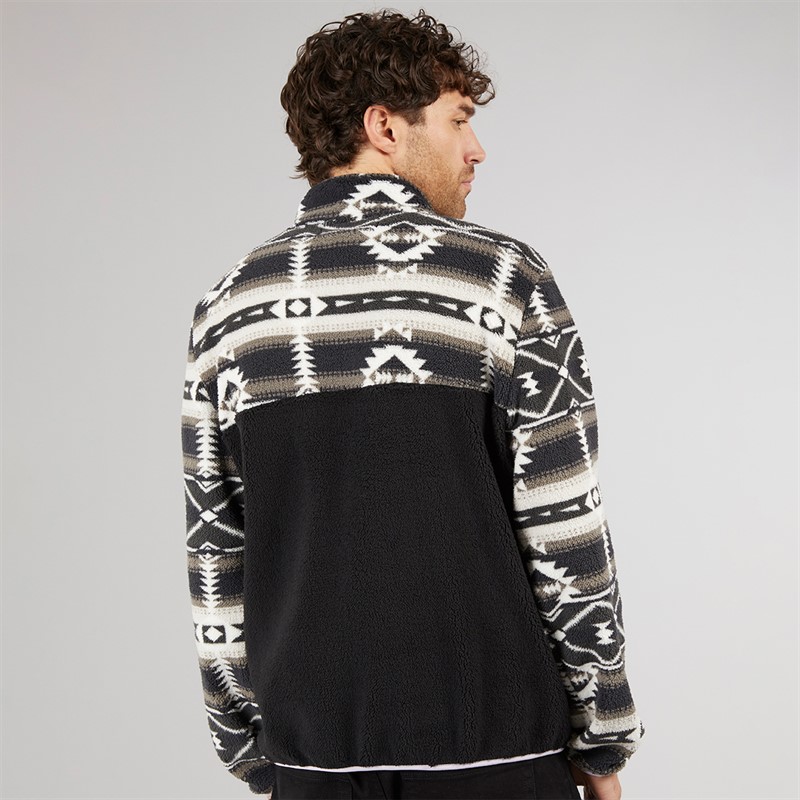 Lagooners Mens Baker Aztec Fleece Charcoal / Mauve