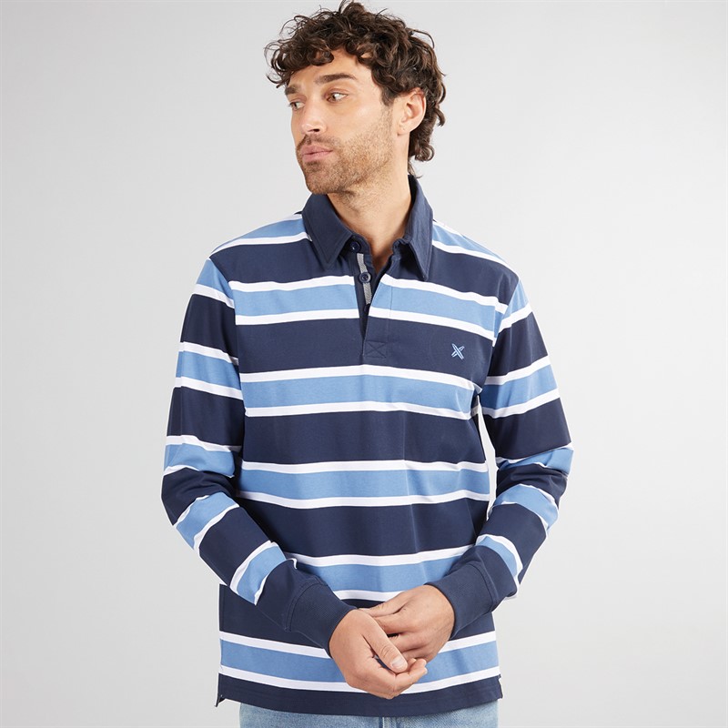 Lagooners Mens Baltic Rugby Top Dark Navy/Blue/White - Size S
