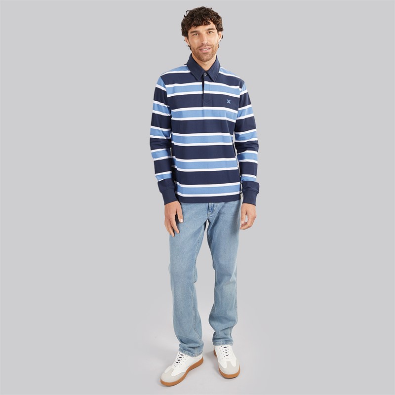 Lagooners Mens Baltic Rugby Top Dark Navy/Blue/White