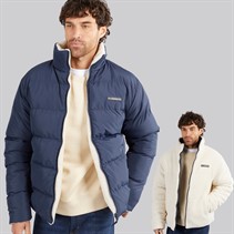 Lagooners Mens Charles 2-In-1 Reversible Borg Jacket Navy/Ecru