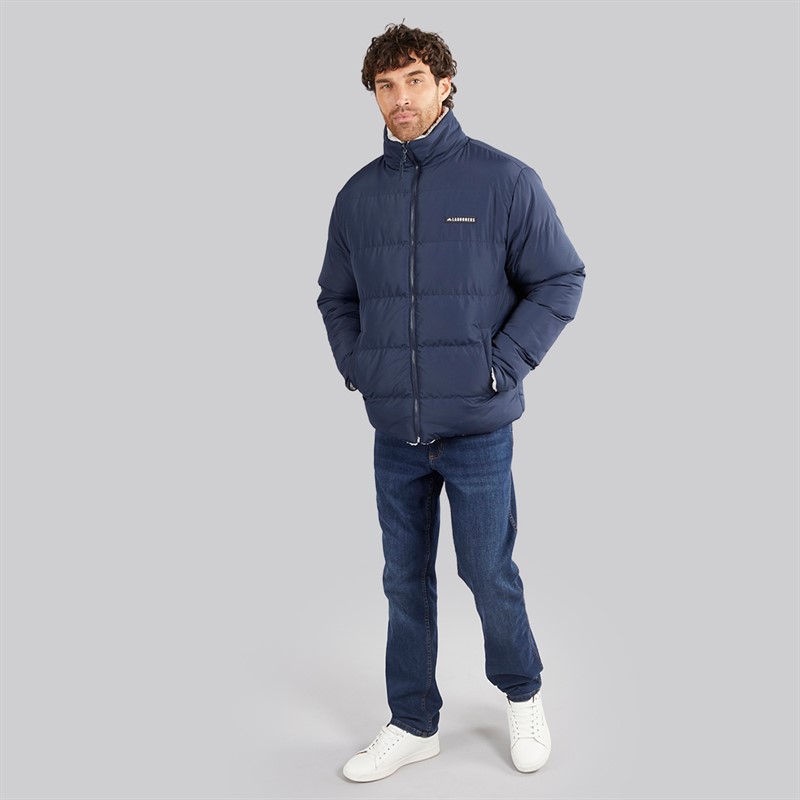 Lagooners Mens Charles 2-In-1 Reversible Borg Jacket Navy/Ecru