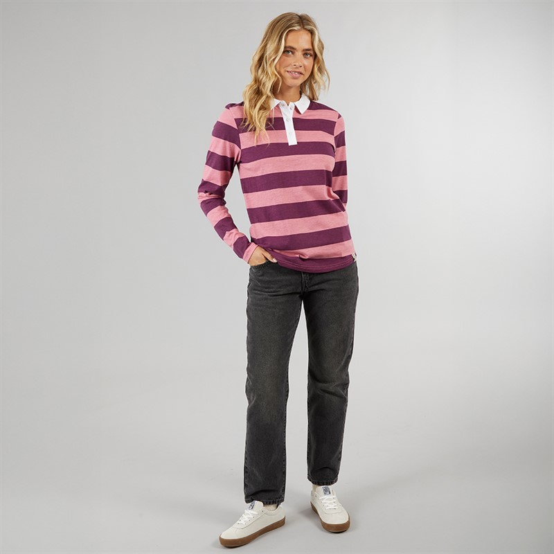 Lagooners Womens Heritage Long Sleeve Polo Shirt T-Shirt Peach