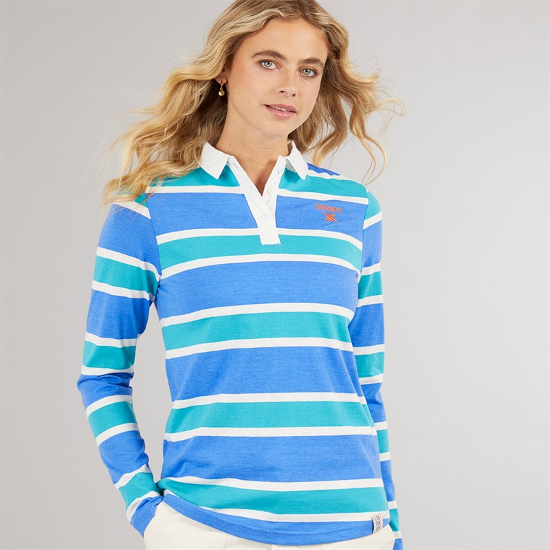 Lagooners Womens Newport Long Sleeve Polo T-Shirt Cobalt Blue