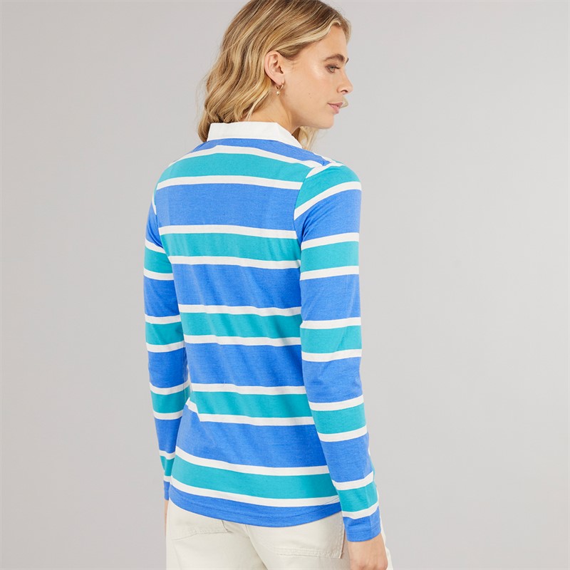 Lagooners Womens Newport Long Sleeve Polo T-Shirt Cobalt Blue