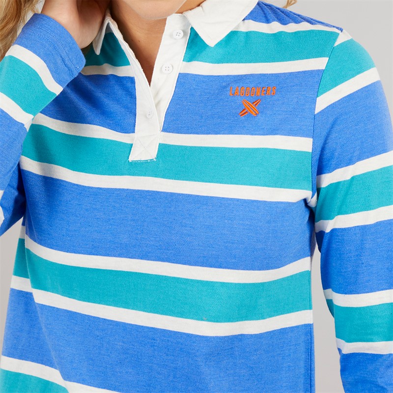 Lagooners Womens Newport Long Sleeve Polo T-Shirt Cobalt Blue