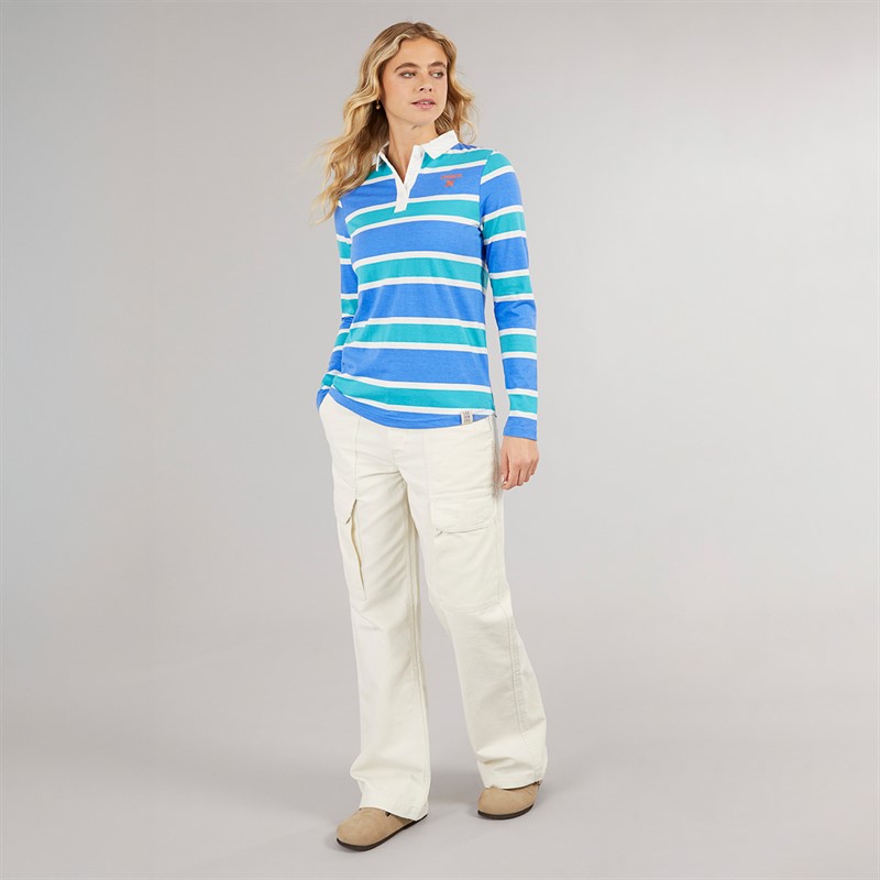 Lagooners Womens Newport Long Sleeve Polo T-Shirt Cobalt Blue