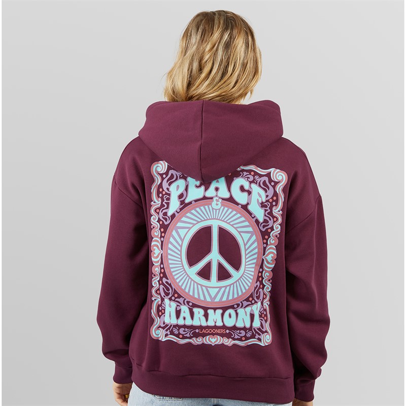 Lagooners Damen Peace & Harmony Hoodie Pflaume