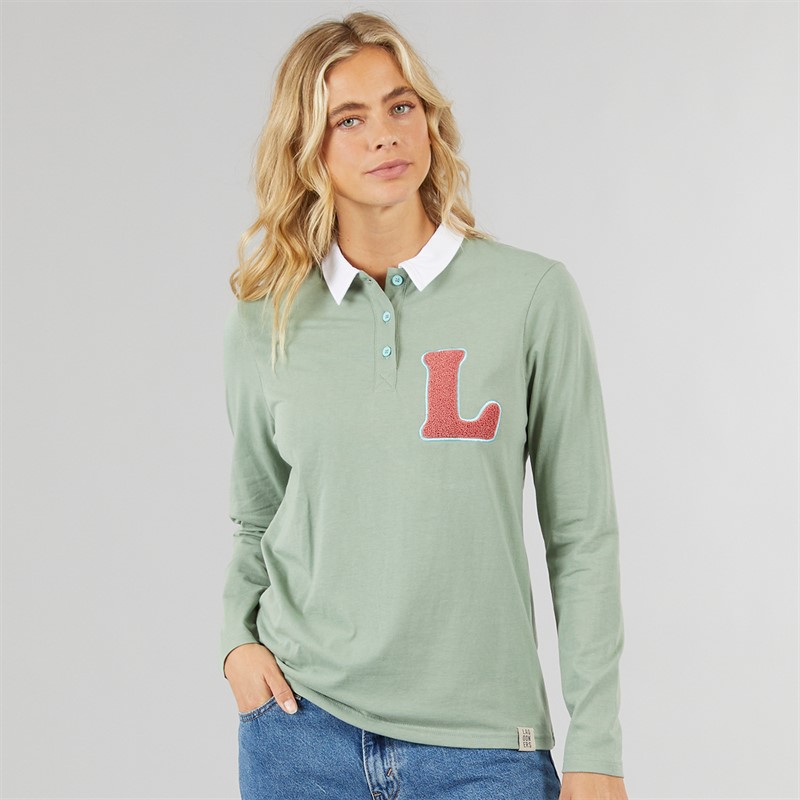 Lagooners Womens Bangor Long Sleeve Rugby T-Shirt Green Bay
