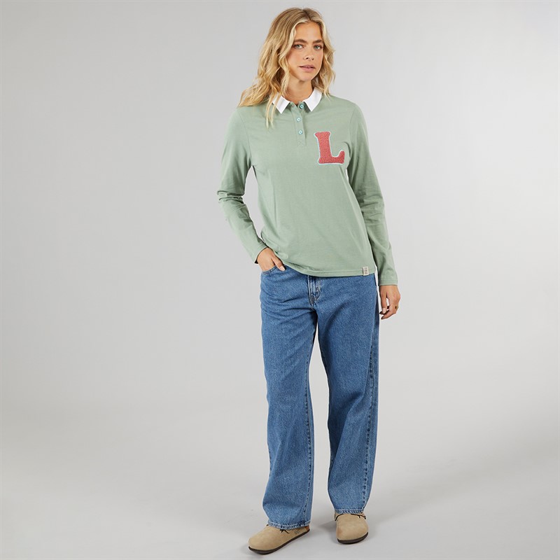 Lagooners Womens Bangor Long Sleeve Rugby T-Shirt Green Bay