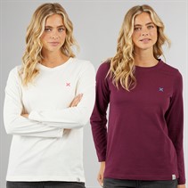 Lagooners Womens Aberavon Two Pack Long Sleeve T-shirt Plum/Ecru