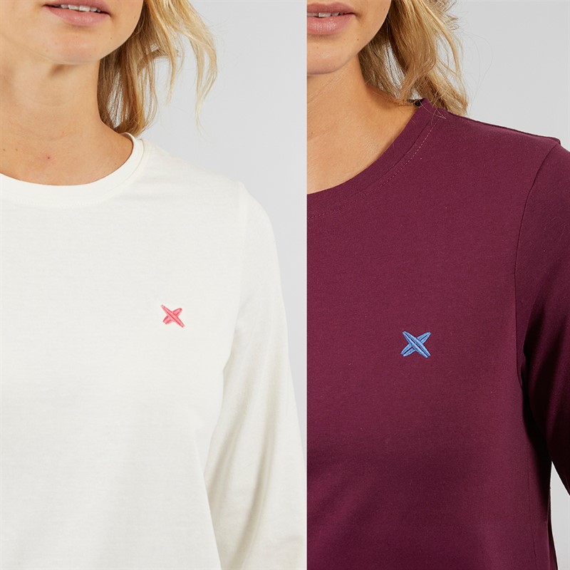 Lagooners Womens Aberavon Two Pack Long Sleeve T-shirt Plum/Ecru