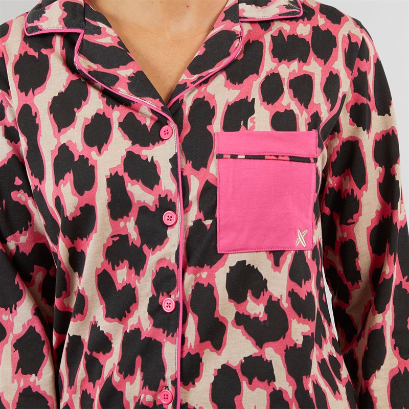 Lagooners Damen Pyjamas Cotter Leopard