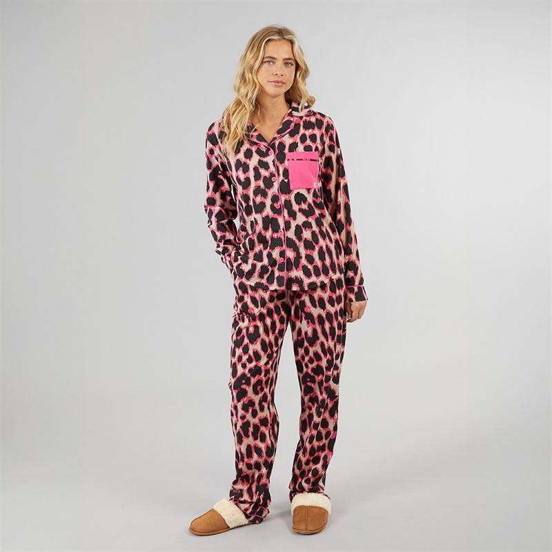 Lagooners Damen Pyjamas Cotter Leopard