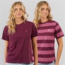 Lagooners Womens Oxbow 2 Pack T-shirts Plum/Rosebud