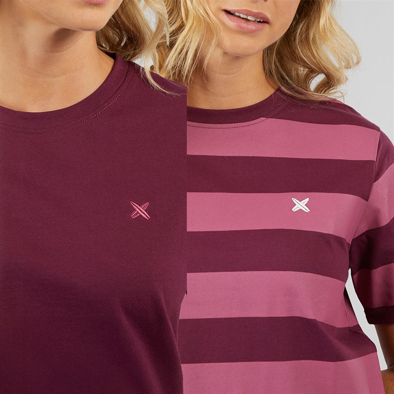 Lagooners Damen Oxbow 2er Pack T-Shirts Pflaume/Rosenknospe