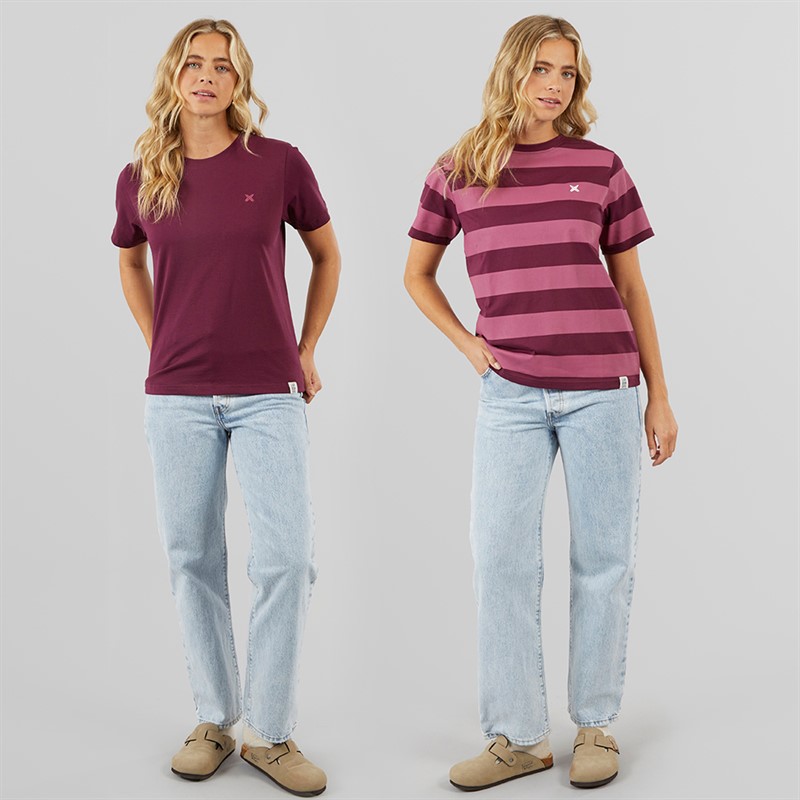 Lagooners Damen Oxbow 2er Pack T-Shirts Pflaume/Rosenknospe