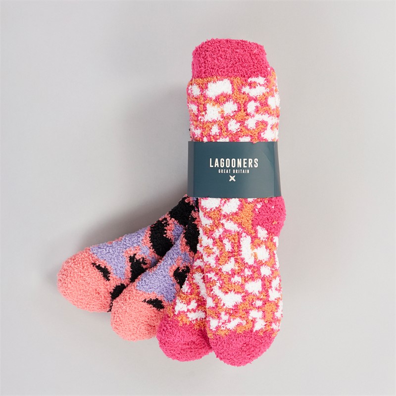 Lagooners Womens Lampeter Two Pack Slipper Socks Leopard