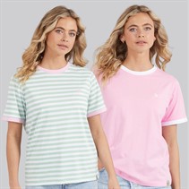 Lagooners Womens Thornwick Two Pack T-Shirts Pink/Mint
