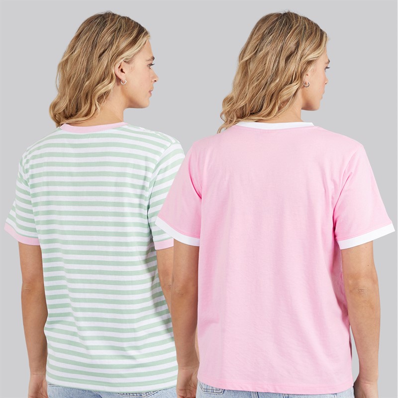Lagooners Womens Thornwick Two Pack T-Shirts Pink/Mint