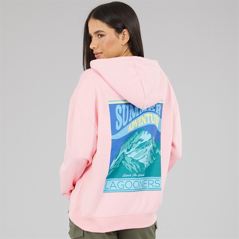 Lagooners Womens Pheasant Rise Graphic Hoodie Pink