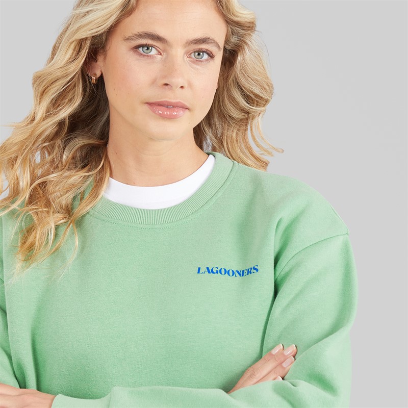 Lagooners Womens Windrush Crew Neck Graphic Sweatshirt Mint