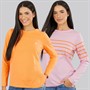 Lagooners Dames Mulberry Set van 2 T-shirts Roze/Oranje
