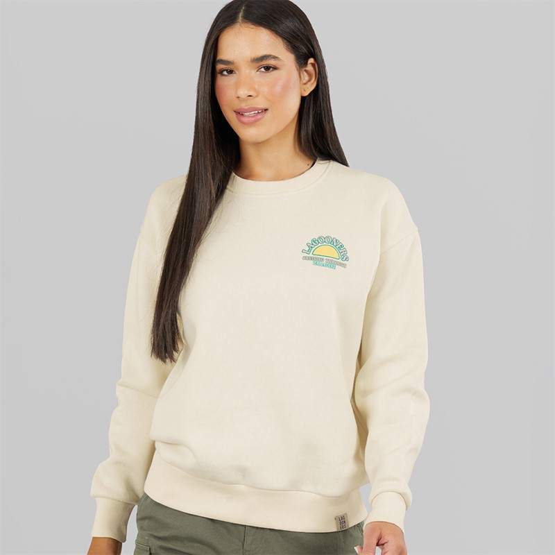 Lagooners Womens Foxmere Crew Neck Graphic Sweat Ecru