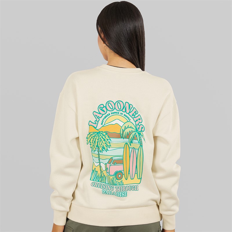 Lagooners Womens Foxmere Crew Neck Graphic Sweat Ecru