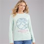 Lagooners Womens Sloe Hollow Long Sleeve T-Shirt Light Green