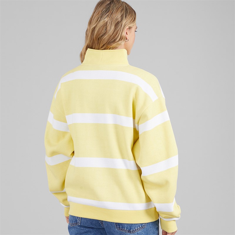 Lagooners Womens Wildflower End Quarter Zip Neck Sweatshirt Yellow