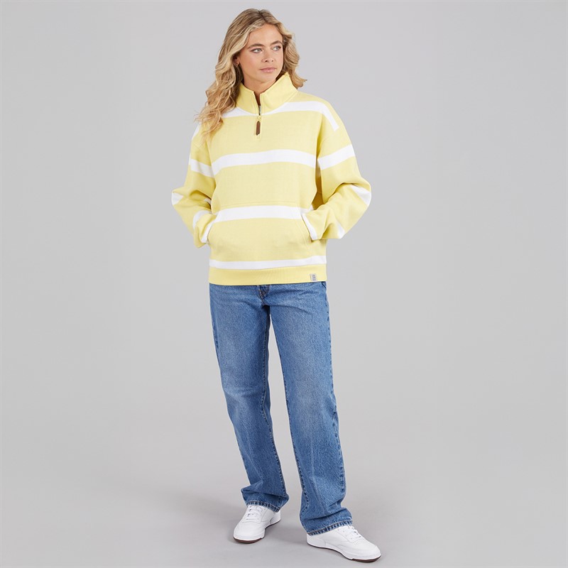 Lagooners Womens Wildflower End Quarter Zip Neck Sweatshirt Yellow