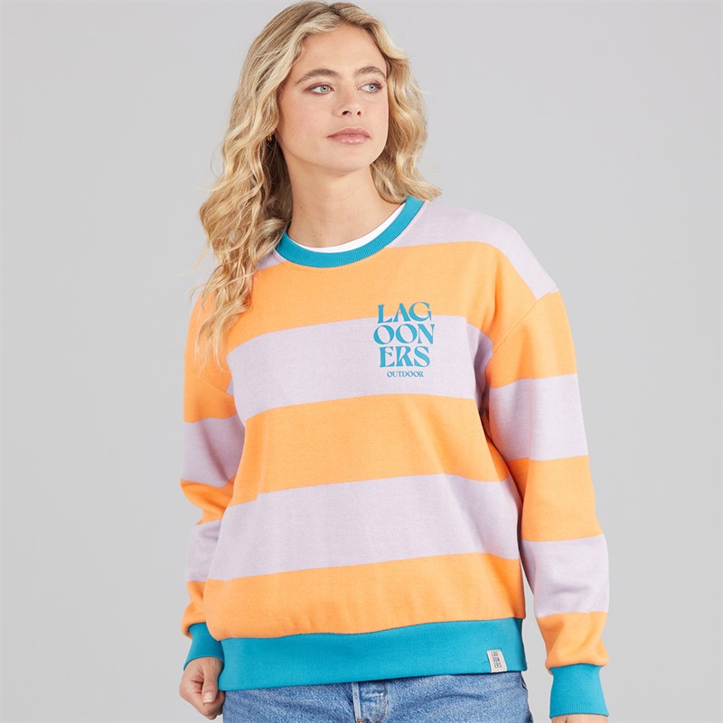 Lagooners Womens Cornflour Field Crew Neck Graphic Sweatshirt Lilac