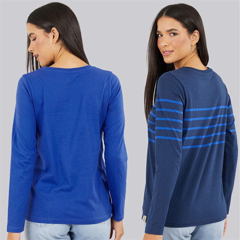 Lagooners Womens Mulberry Two Pack T-Shirts Navy/Cobalt