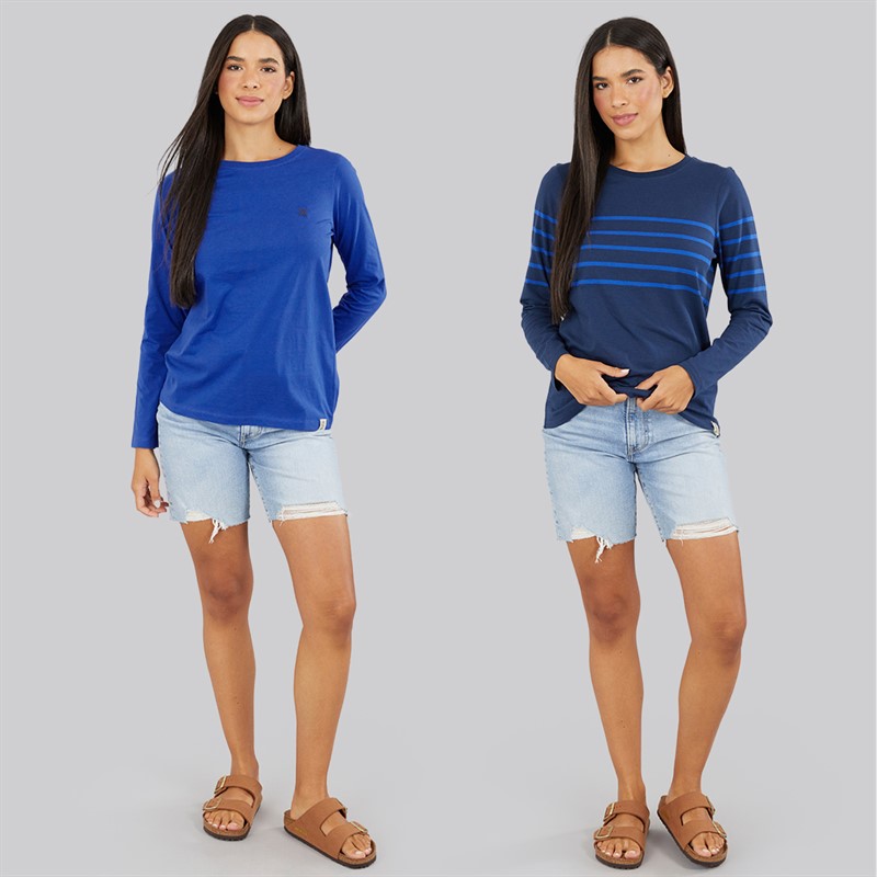 Lagooners Womens Mulberry Two Pack T-Shirts Navy/Cobalt