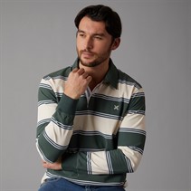 Lagooners Mens Cavendish Rugby Polo Shirt Cream/Sage Cream / Sage
