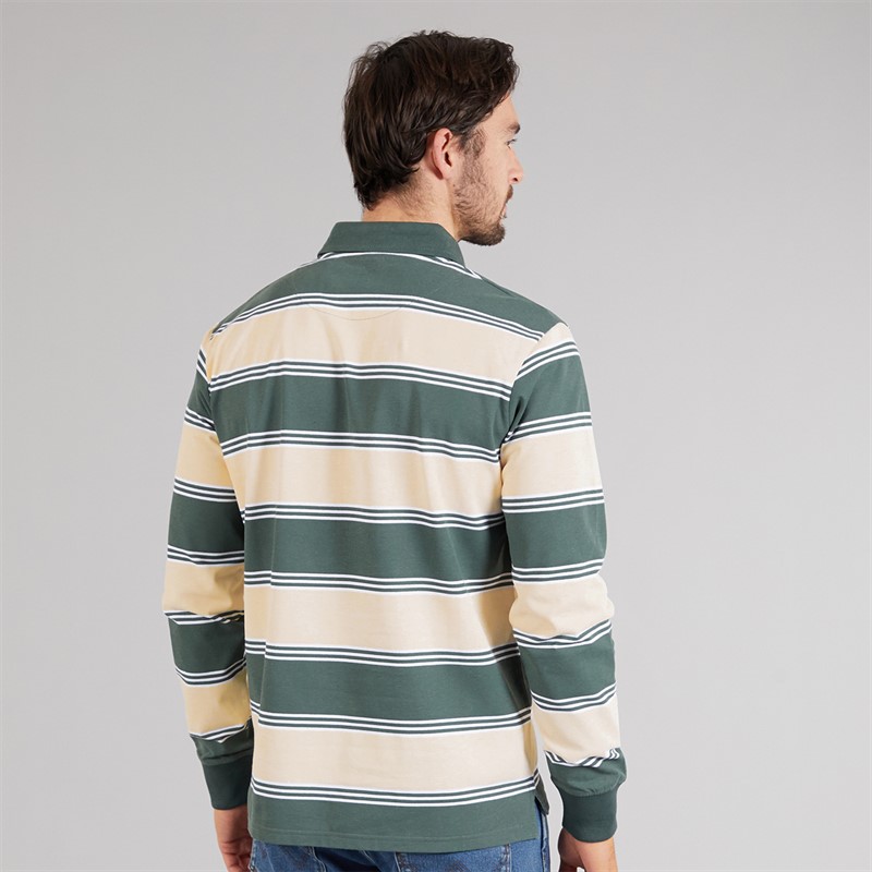 Lagooners Mens Cavendish Rugby Polo Shirt Cream/Sage Cream / Sage