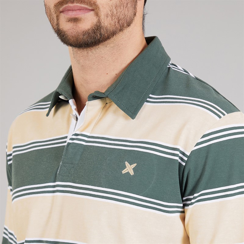 Lagooners Mens Cavendish Rugby Polo Shirt Cream/Sage Cream / Sage