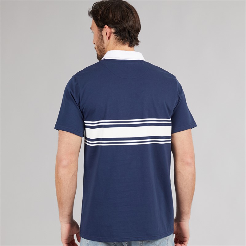 Lagooners Mens Cruz Block Stripe Polo Shirt Navy
