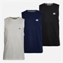 Lagooners Mens Ethan Three Pack Vests Black/Navy/Ecru
