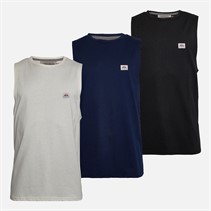 Lagooners Mens Ethan Three Pack Vests Black/Navy/Ecru