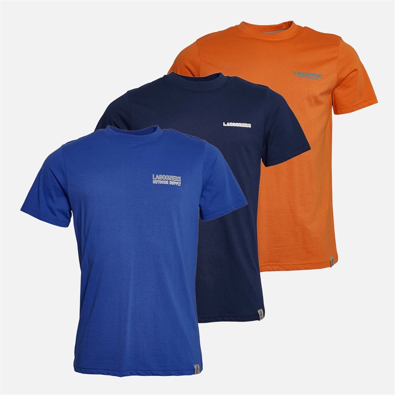 Lagooners Mens Nico Three Pack T-Shirts Multi