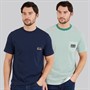 Lagooners Mens Perlo Two Pack T-Shirts Navy/Pine Stripe Navy / Pine Stripe